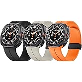 ANCOOL for Samsung Galaxy Watch Ultra Bands 47mm, Soft Silicone Sport Magnetic Band for Samsung Galaxy Ultra Watch Band for Men Women, Black+Starlight+Orange