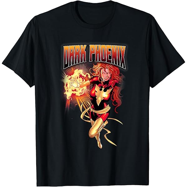 Amazon.com: Marvel X-Men Dark Phoenix Fiery Jean Grey Retro Logo T