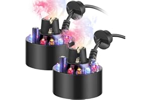 VIHOSE 2 Pcs Halloween Mist Maker Fogger Small Ultrasonic Fog Machine Halloween Water Fountain Cauldron Pond Fog with 12 LED Light Flashes for Halloween Party Decorations Rockery Fishtank Vase Decor
