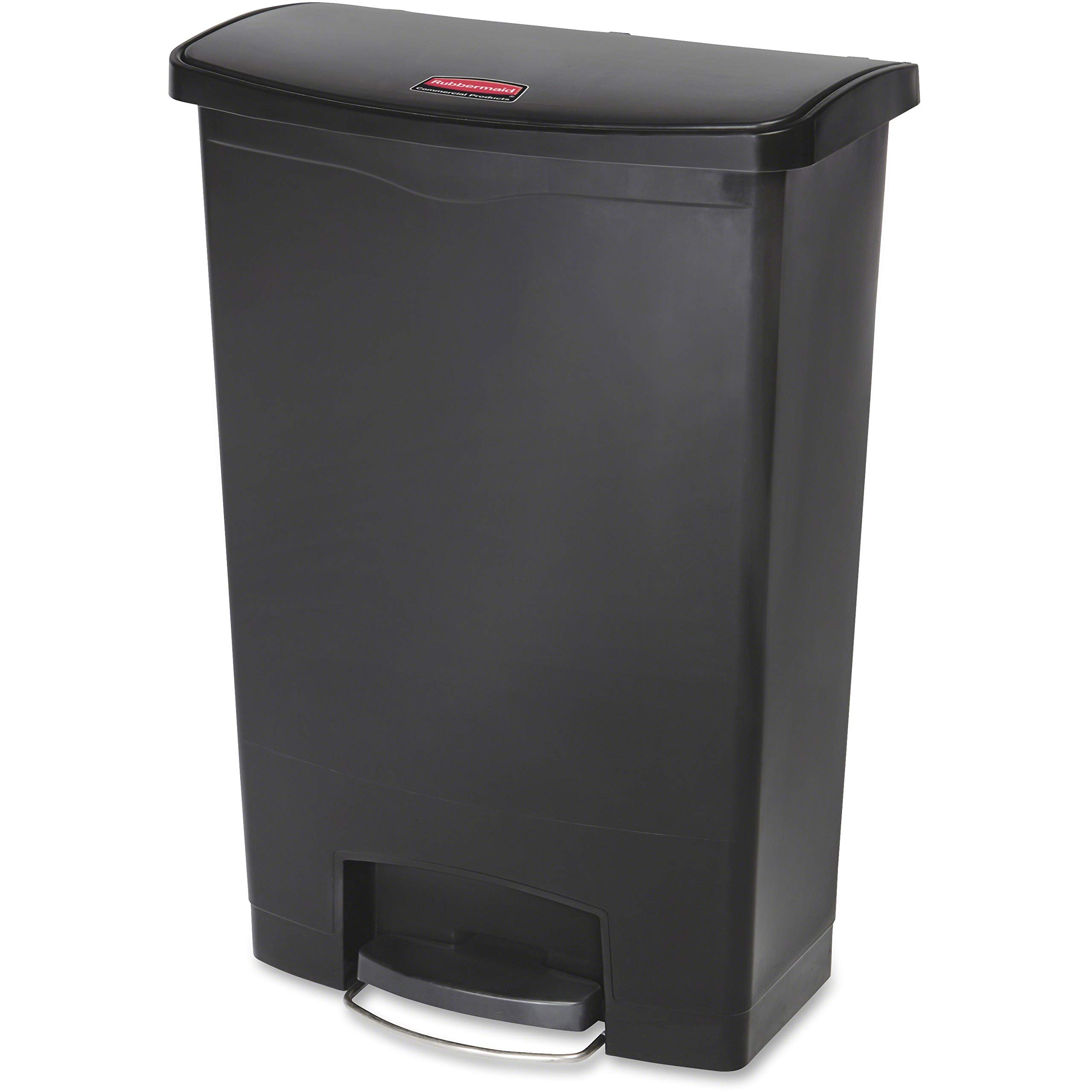 Rubbermaid Commercial Products Slim Jim Step-On Resin Front Bin 90 L Black – Heavy-Duty Waste Receptacle for Commercial or Home Use – 1883615