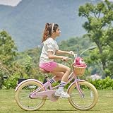 Glerc 20 Inch Kids Bike Pink with Basket Bell Stabilizers for Girls 7-13 view 6