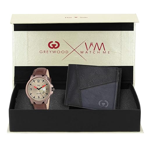 X Greywood Mens Black Leather Wallet & Day Date Analog Watch Combo Gift Set WMGW-001-DDWM-018p2
