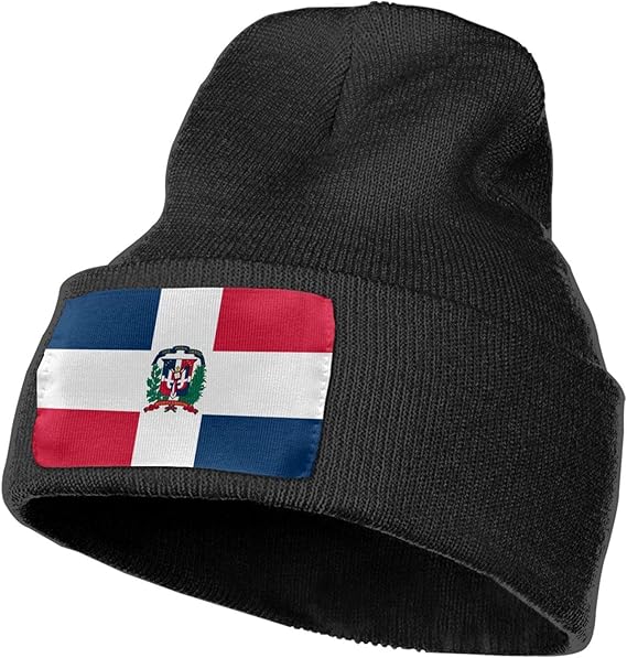 Dominican Republic Flag Black Unisex Knit Hat Cuffed Plain Skull Cap
