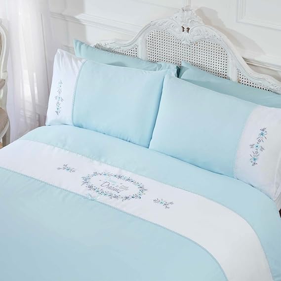 Just Contempo Sweet Dream Duvet Cover Set, Duck Egg Blue, King Amazon