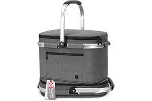 ALLCAMP OUTDOOR GEAR ALLCAMP Insulated Cooler Bag portable Collapsible Picnic Basket Cooler with Sewn in Frame (Medium Gray)