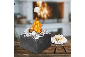 PECROL Tabletop Fire Pit Bowl Min Fireplace with Burn Alcohol Odorless and Smokeless Indoor Table Firepit, Smores Maker for Patio and Room with Two Roasting Sticks and Extinguisher Cover