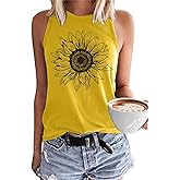 Women's Floral Tank Tops Casual Summer Cap Sleeve Sleeveless Wildflowers Floral Graphic Tees Tops