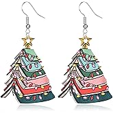 QLYOVWE Christmas Theme Earrings for Women, Colorful Merry Christmas Earrings, Candy Snowflake Santa Deer Tree Flower, Xmas Holiday Party Jewelry Gift