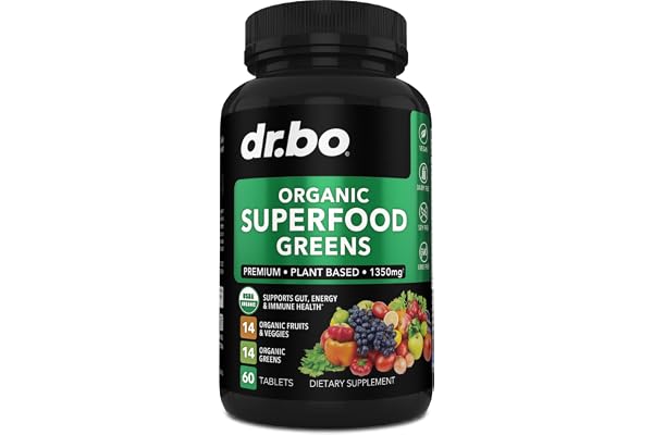 Organic Superfood Greens & Fruit Supplements - Energy Super Food Fruits and Veggies Supplement Tablets - Daily Green Veggie P