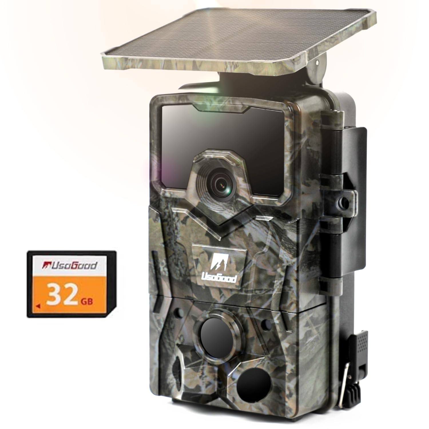 Photo 1 of usogood 4k 48MP Trail Camera Solar Powered Trail Cam,Game Cameras with Night Vision Motion Activated Waterproof,Hunting Camera Built in Lithium Battery for Wildlife Monitoring with 32GB Memory Card