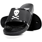Dark Leigh Black Slides - Footwear for Men & Women, Mens Comfortable Cloud Slippers, Womens Fashion Flip Flops Grunge Sandals, Indoor Outdoor Graphic Athletic Waterproof Gothic 3D Design Slide