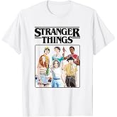 Stranger Things Vintage Eighties Retro Group Shot Title Logo T-Shirt