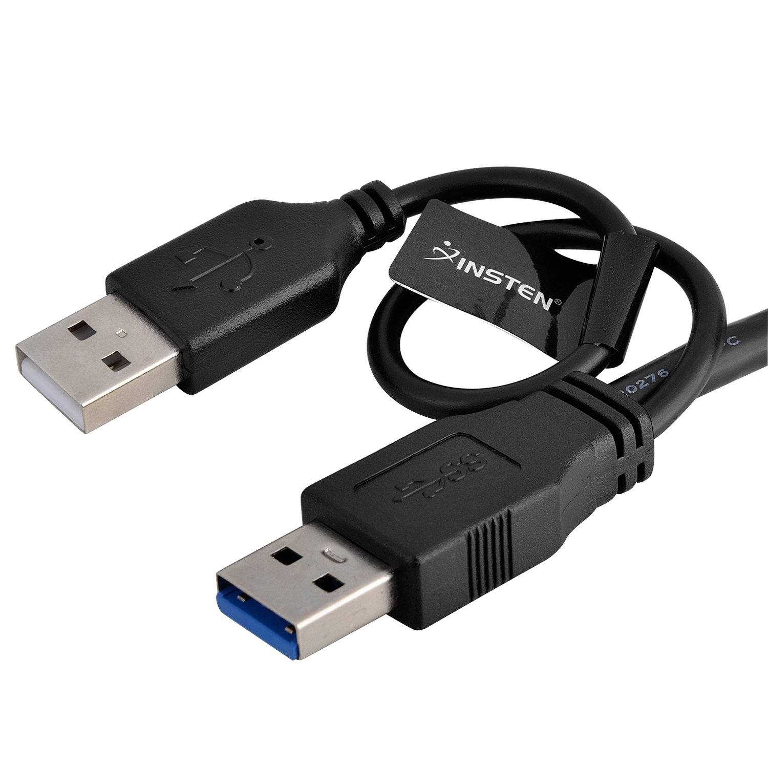 Insten Dual USB 3.0 Type A to MicroB USB Y Shape High Speed Cable for