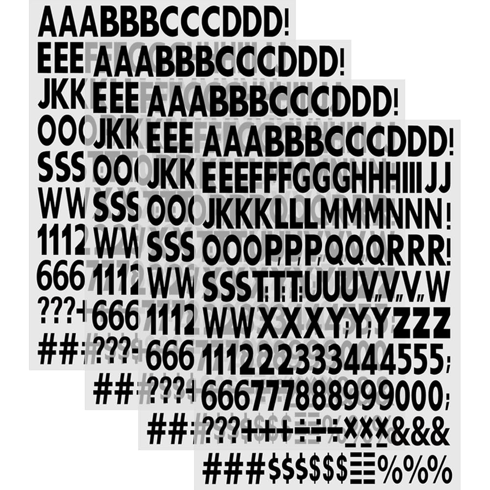 Photo 1 of 1 Inch Iron on Letters and Numbers,Iron on Vinyl Letters with A-Z Heat Transfer Letters 0-9 Iron on Numbers PU Alphabet Stickers for Clothing T-Shirt DIY Craft,Black White (4 Sheets, Black)