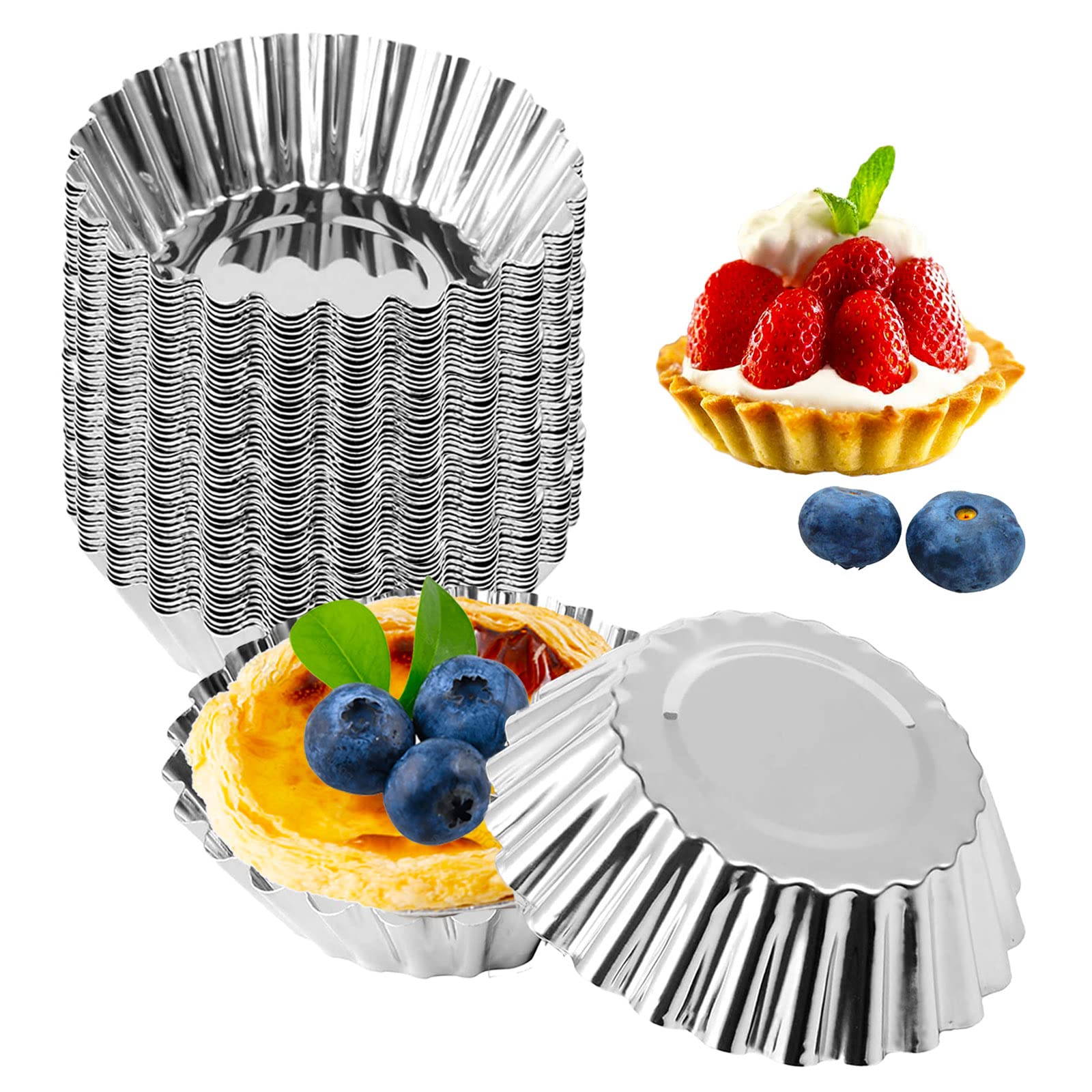 SVUPUE Egg Tart Molds 30 Pcs, Pudding Moulds, Cake Mold, of Egg Tart MoldTool 7cm,for Pudding, Muffins, Cakes, Baking Cookie Moulds