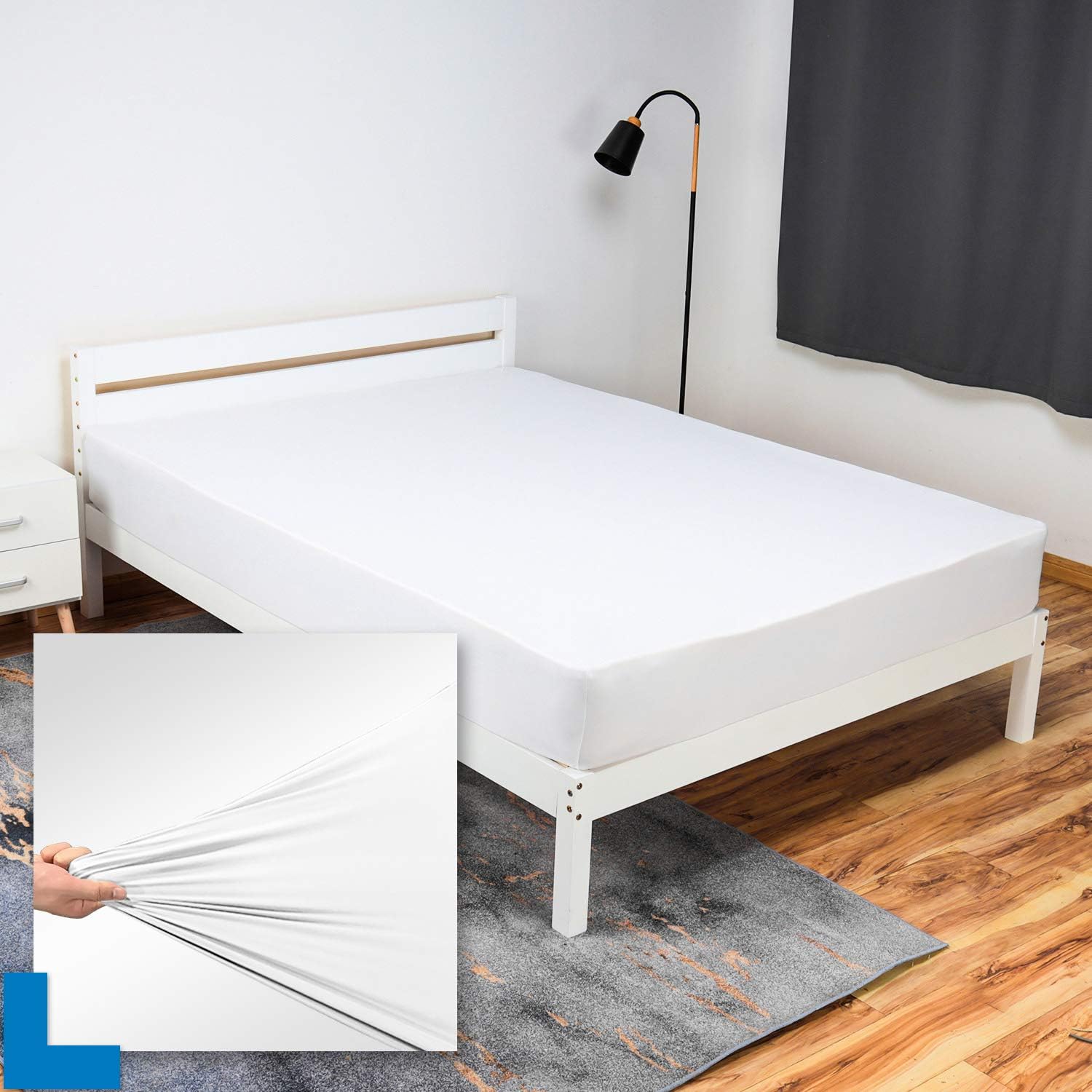 Queen Fitted Sheet Only - Stretch Jersey Knit & Non-Slip, Snug Fit for Queen, Queen XL or RV/Camper Short Queen Sized Mattress or Box Spring (Deep: 5" to 16") - Light Gray: Home & Kitchen