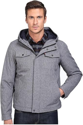 levi's men's soft shell hooded trucker jacket with sherpa fleece lining