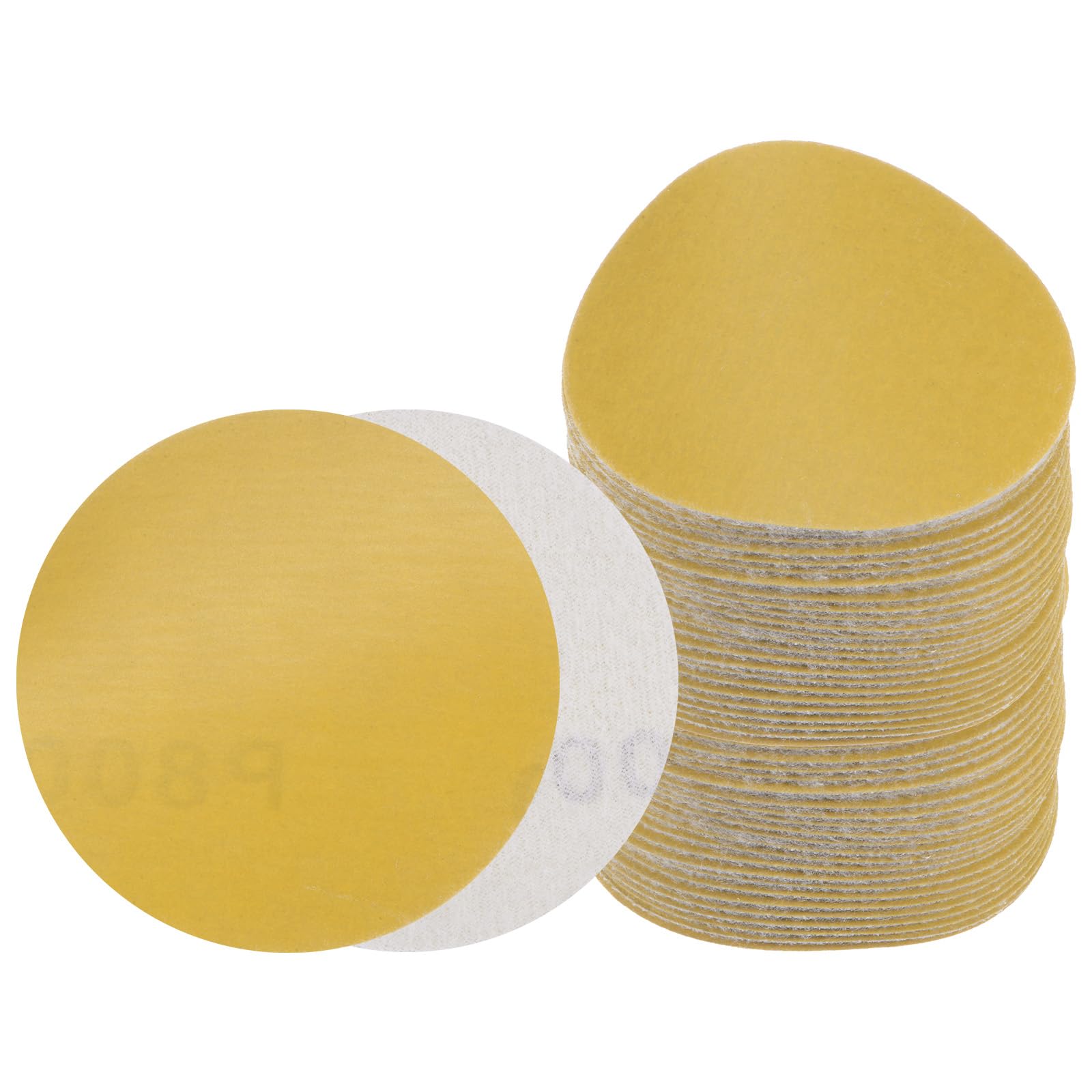 Kozelo 50pcs No Hole Sanding Discs- [ 3 Inch 800 Grit ] Round Hook and Loop Grip Sanding Pads Sandpaper for Automotive Woodworking Polishing Use| Gold, Aluminum Oxide