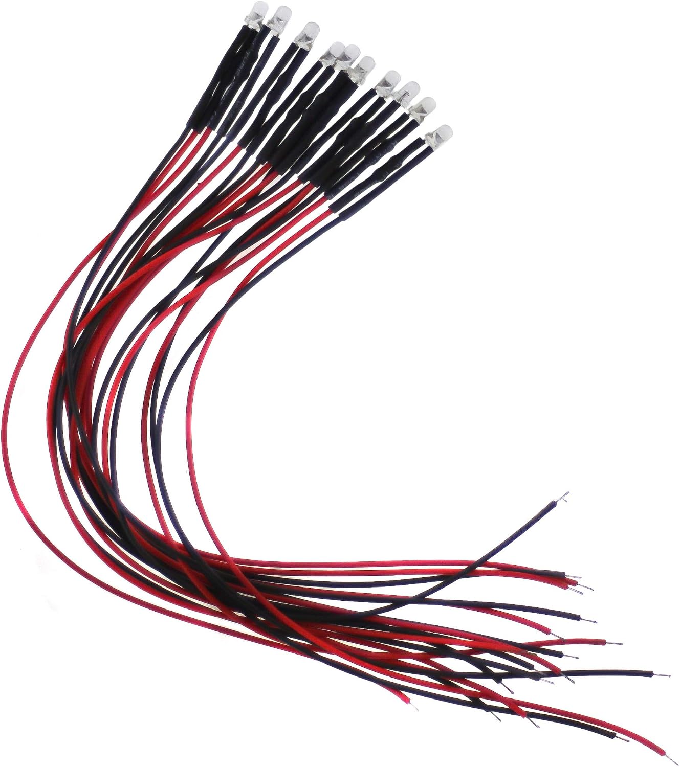 10 x 3 mm LED, 24 V, Connection Cable and Built-in Resistor, Warm White - Image 5
