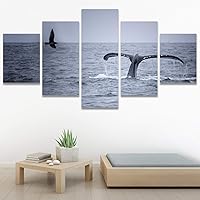 SIGNWIN 5 Panel Canvas Wall Art Colorful Fish Group Marine Life Multicolor Nautical Photography Realism Ultra for Home Decorations Ready to Hang - 60