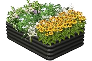 Tigerden 4.3x3.0x1.0ft Raised Garden Bed Kit for Outdoor, PP Material Planter Boxes, Large Garden Box Flower Bed with Easy Assembly, Gardening Containers for Vegetables, Flowers, Herbs, Black