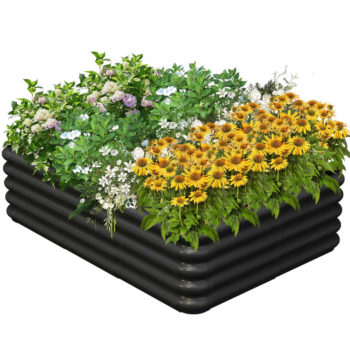Photo 1 of ***MAJOR CRACK*** Tigerden 4.3x3.0x1.0ft Raised Garden Bed Kit for Outdoor, PP Material Planter Boxes, Large Garden Box Flower Bed with Easy Assembly, Gardening Containers for Vegetables, Flowers, Herbs, Black