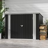 Patiowell 6x3 FT Horizontal Metal Shed, Outdoor Trash Can Storage Shed | Lockable Doors, Easy Lift Hinges, Garden Tools and Accessories, Waterproof Outdoor Garbage Can for Patio Garden Garage, Black