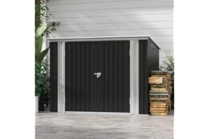 Patiowell 6 x 3 FT Horizontal Metal Shed, Outdoor Storage Shed with Double Lockable Doors and Easy Lift Hinges for Trash Cans, Garden Tools and Pool Accessories, Sloping Roof for Backyard Garden Lawn