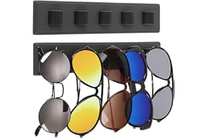 GELOBO 2 Pack Wooden Sunglasses Organizer Wall Mounted - Rustic Sunglass Holder for RV, Garage Door, Office & Home Decor - Glasses Storage Display Rack Gift for Women, Husband, Sunglass Lovers