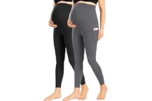 ENERFUL Women's Maternity Leggings Over The Belly with Pockets Pregnancy Pants Active Wear Workout Yoga Tights