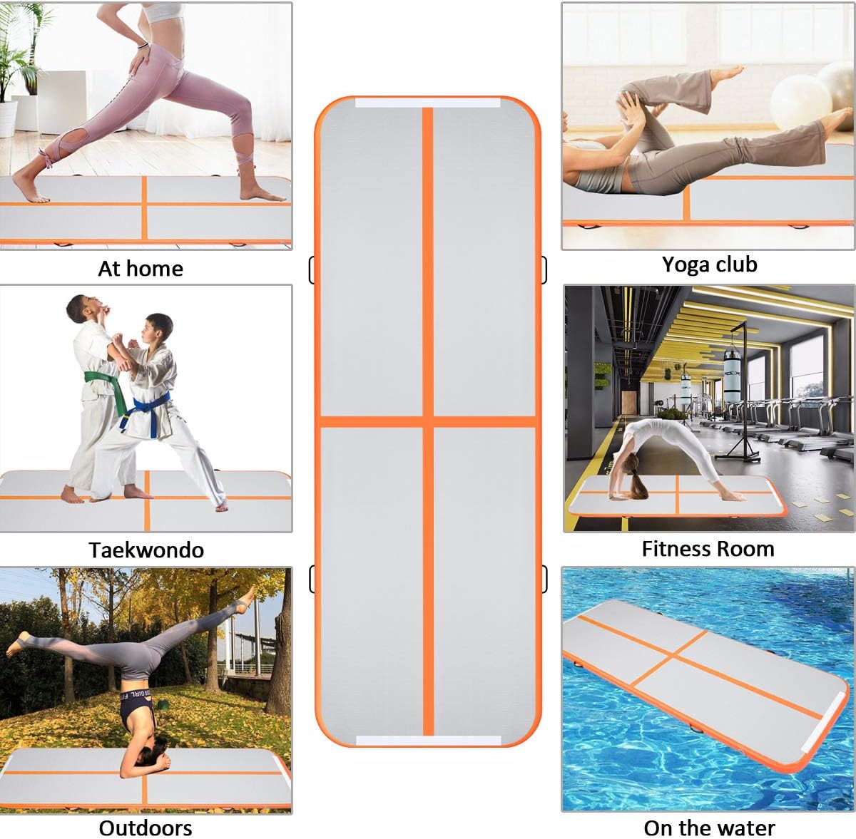 MILAZUL Air Track 10ft Inflatable Gymnastics Mat Airtrack Tumbling Mats Thickness 4 inches for Home Use/Gym/Yoga/Training/Cheerleading/Outdoor/Beach/Park/Water/Kid with Electric Air Pump Carry Bag : Sports & Outdoors