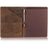 Moonster Leather Portfolio Professional Organizer Padfolio &ndash; Resume Folder with Luxury Pen - Leather Binder Portfolio Writing Pad with Business Card Holder - Portfolio Folder for Men &amp; Women