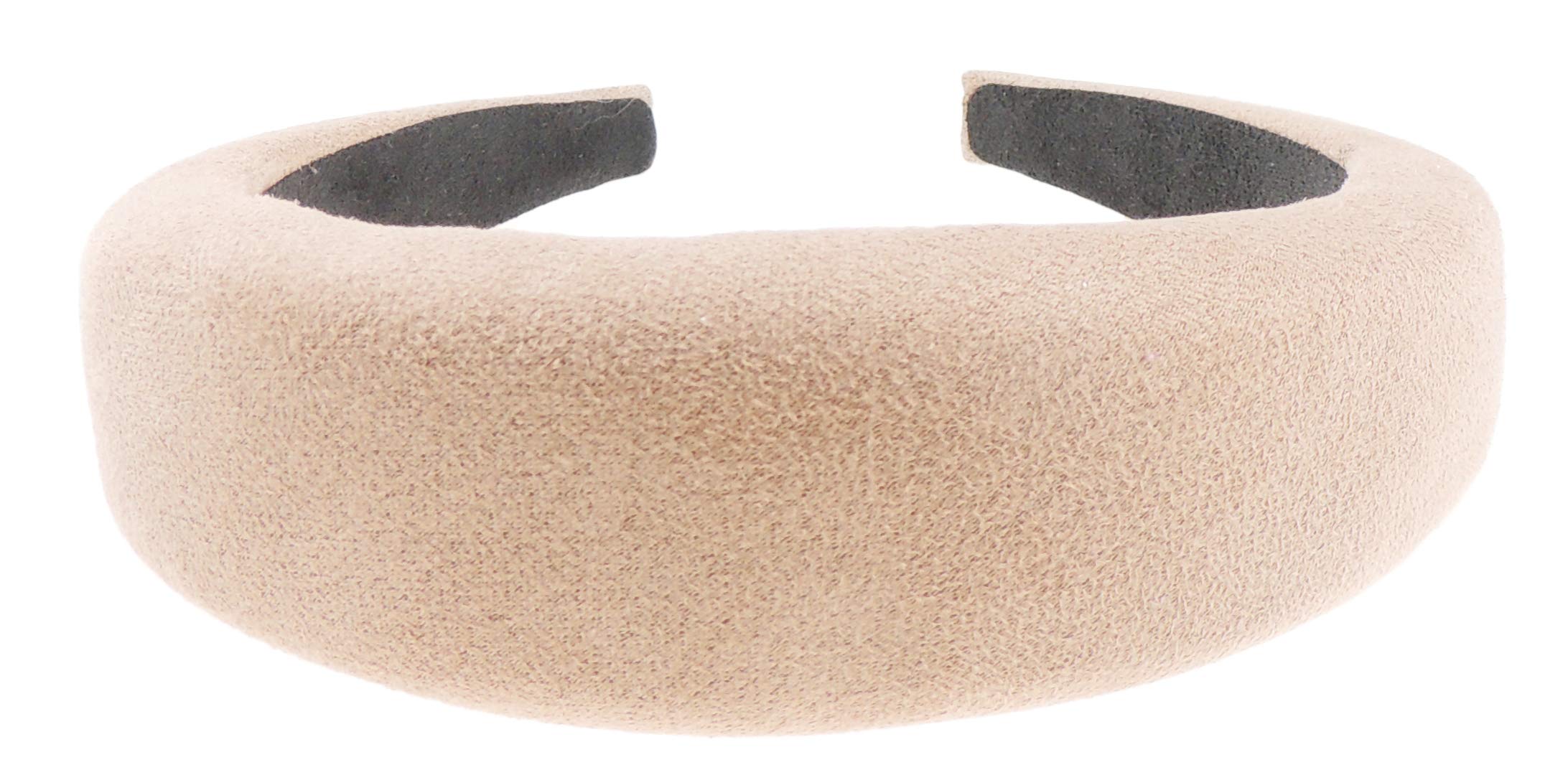 Womens Suede Look Puffy Occasion Wedding Bridal Party Birthday Christmas Evening Wide 4cm Thick High Bump Padded Hair Hairband Accessories Headband Alice Band (Pale Pink)