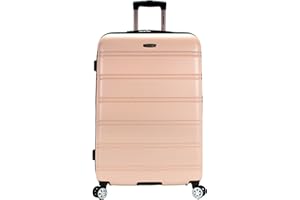 Rockland Melbourne Hardside Expandable Spinner Wheel Luggage, Champagne, Checked-Large 28-Inch (F1603-CHAMPAGNE)