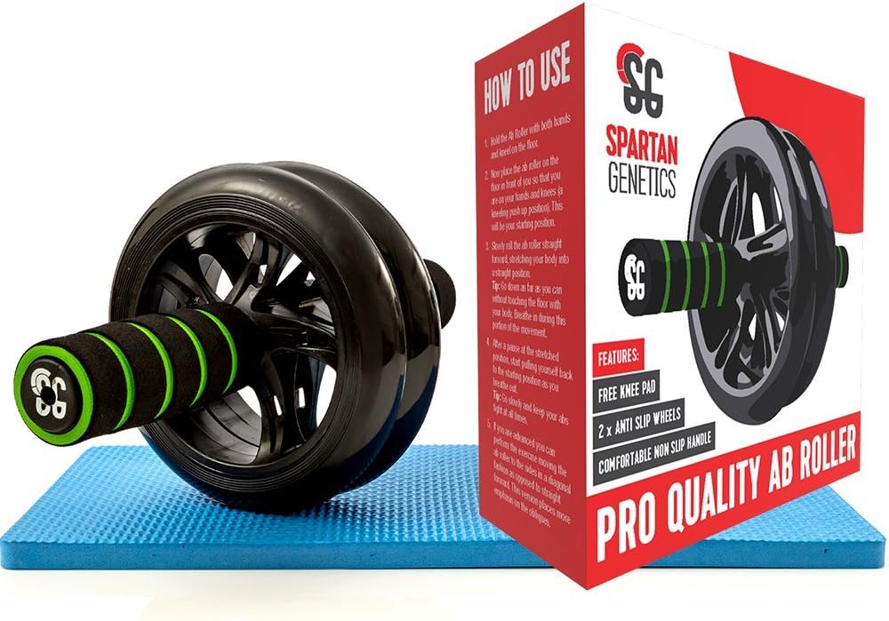 Ab Roller Exercise Wheel comes with Extra Soft Knee Mat By SG Fitness - Its Portable /Lightweight /Easy Assembly Great For An Abs And Core Training - Our Abs Roller Wheel Comes With Thick Foam Handles And Suitable For Both Women And Men - The Abs Trainer Is The Perfect Home/Travel Workout Equipment