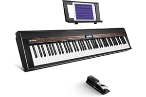 Starfavor SP-150W Digital Piano,88 Key Weighted Keyboard with Hammer Action,2x30W Speakers,200 Rhythms,238 Tones, Electric Piano Keyboard 88 Keys with Single Pedal, Wood Grain Pattern, MIDI/USB