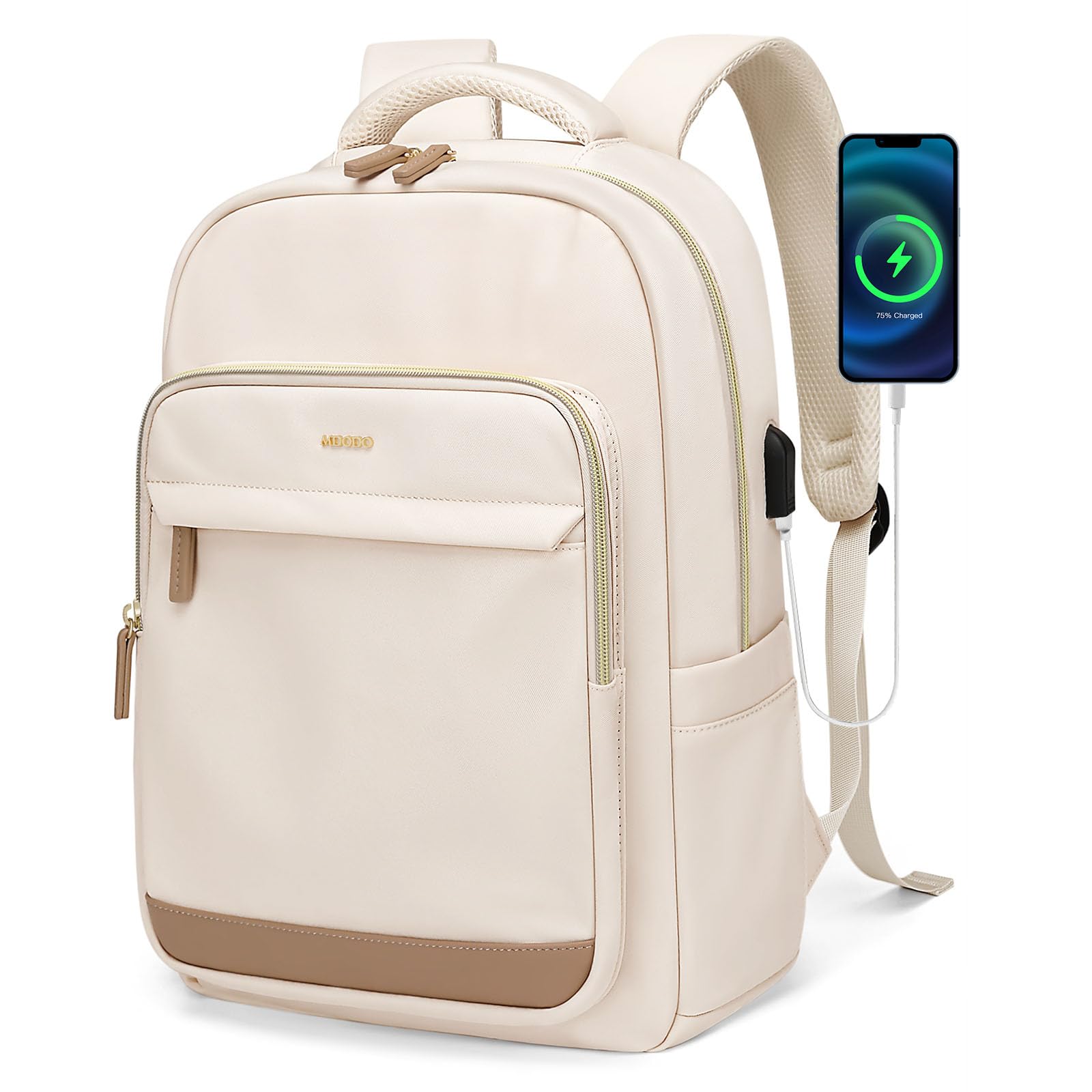 Photo 1 of MDODO Laptop Backpack for Women,Travel Backpack with Laptop Compartment,Casual Daypack College Bookbag Computer Work Backpack, Beige