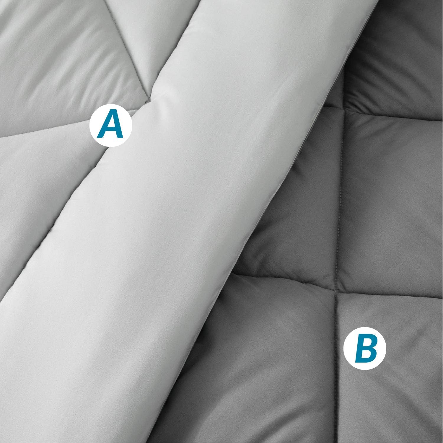 Bedsure Bed in a Bag 8 Pieces Queen Size, Dark Grey/Light Grey - Soft Microfiber, Reversible Bed Comforter Set (1 Comforter, 2 Pillow Shams, 1 Flat Sheet, 1 Fitted Sheet, 1 Bed Skirt, 2 Pillowcases): Home & Kitchen