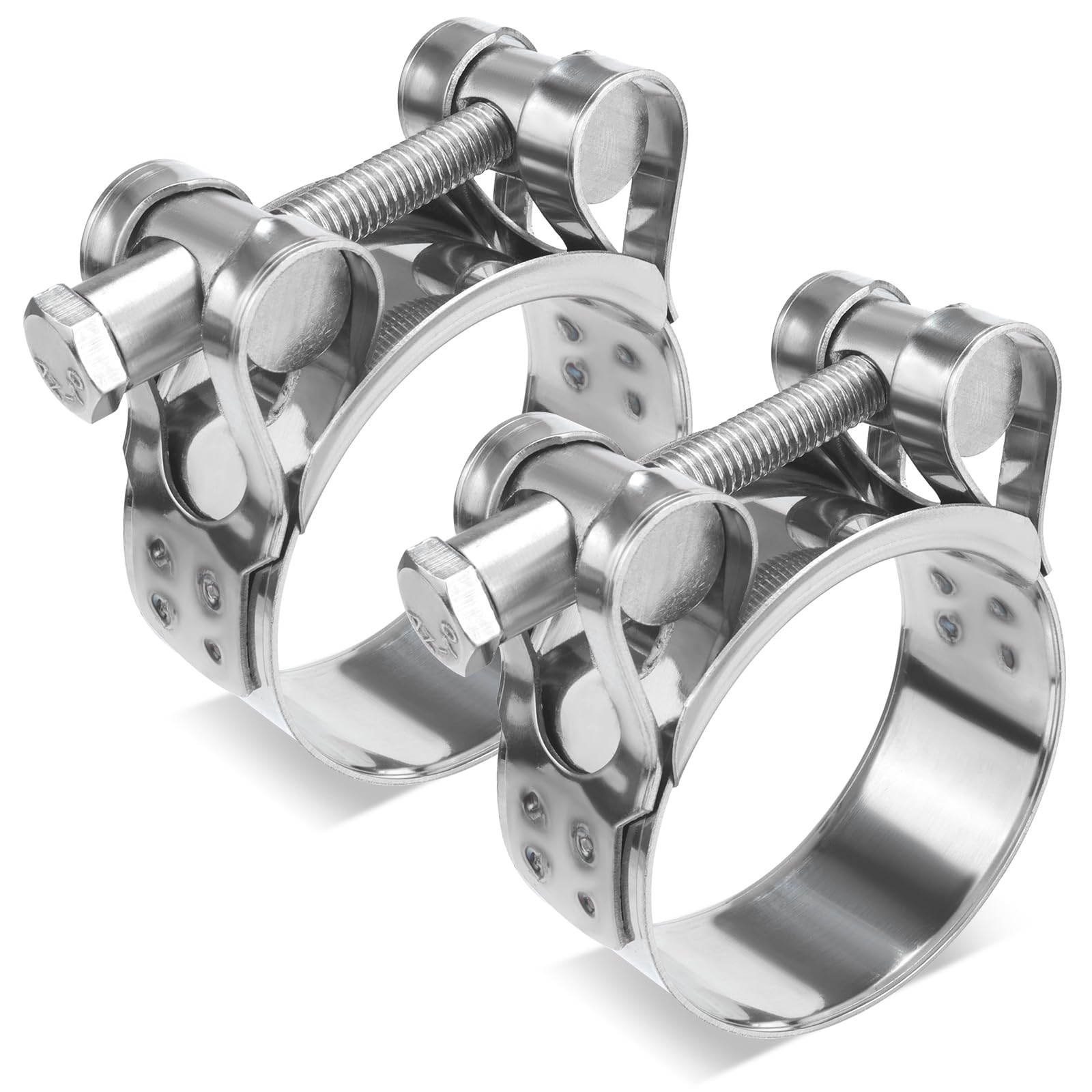 Fomiata 2Pcs 201 Stainless Steel T-Bolt Hose Clamps,Clamp Range 44-47mm ， Band Width 20mm (44-47mm 2pcs)