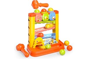 Beby Buty Ball Drop Toys - Toddler Activity: Stack and Sorting Games, 2 Hammer & 6 Colorful Balls, Montessori Learning Toys for Kids, Girls & Boys