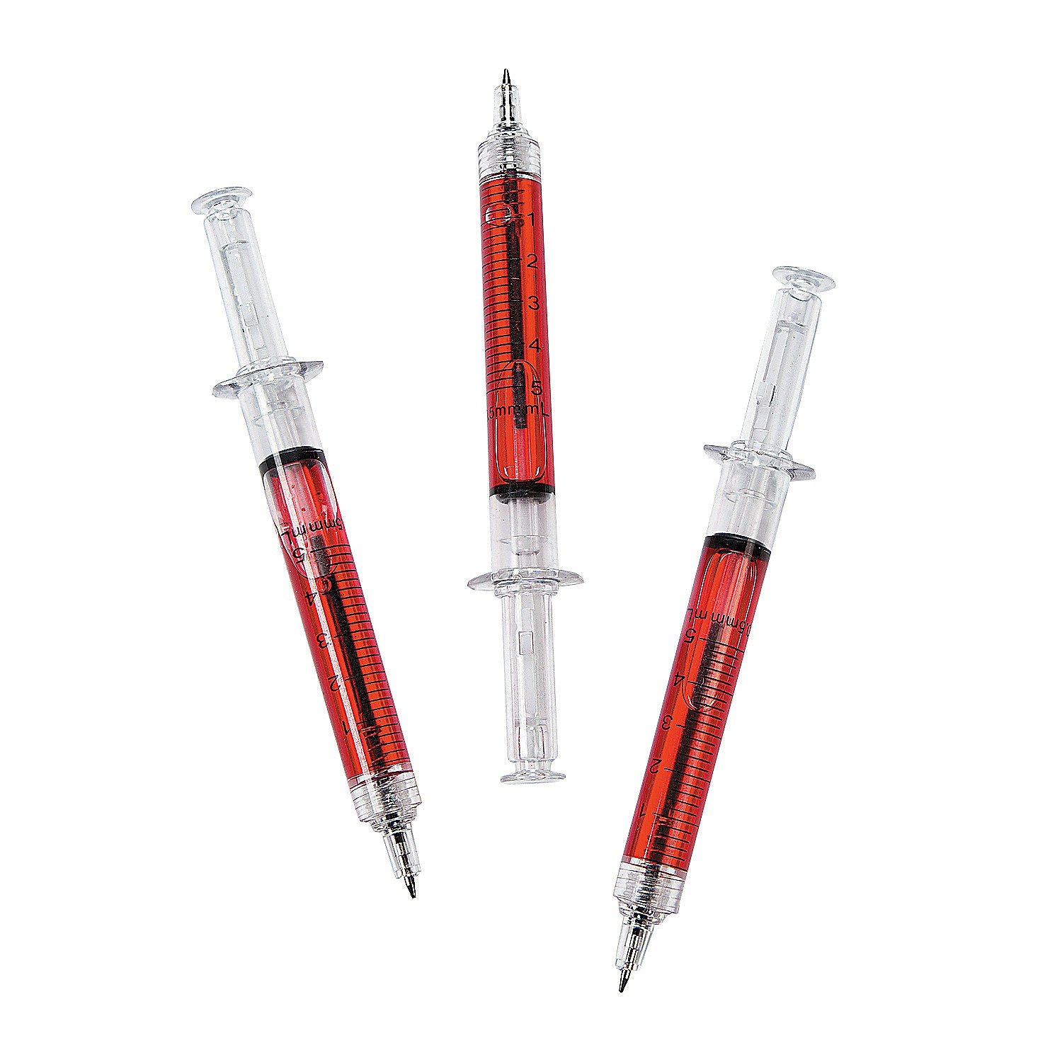 12 PCS Red Syringe Pens Ink Marker Needle Blood Nurse Hospital Doctor