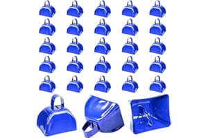 ATSGKE 25-PCS 3" blue Metal Cowbells,Decorate cowbells, small cow bell with handle,hand Percussion cowbell,loud noise maker for sporting events,Football Game,Wedding,Christmas,Party