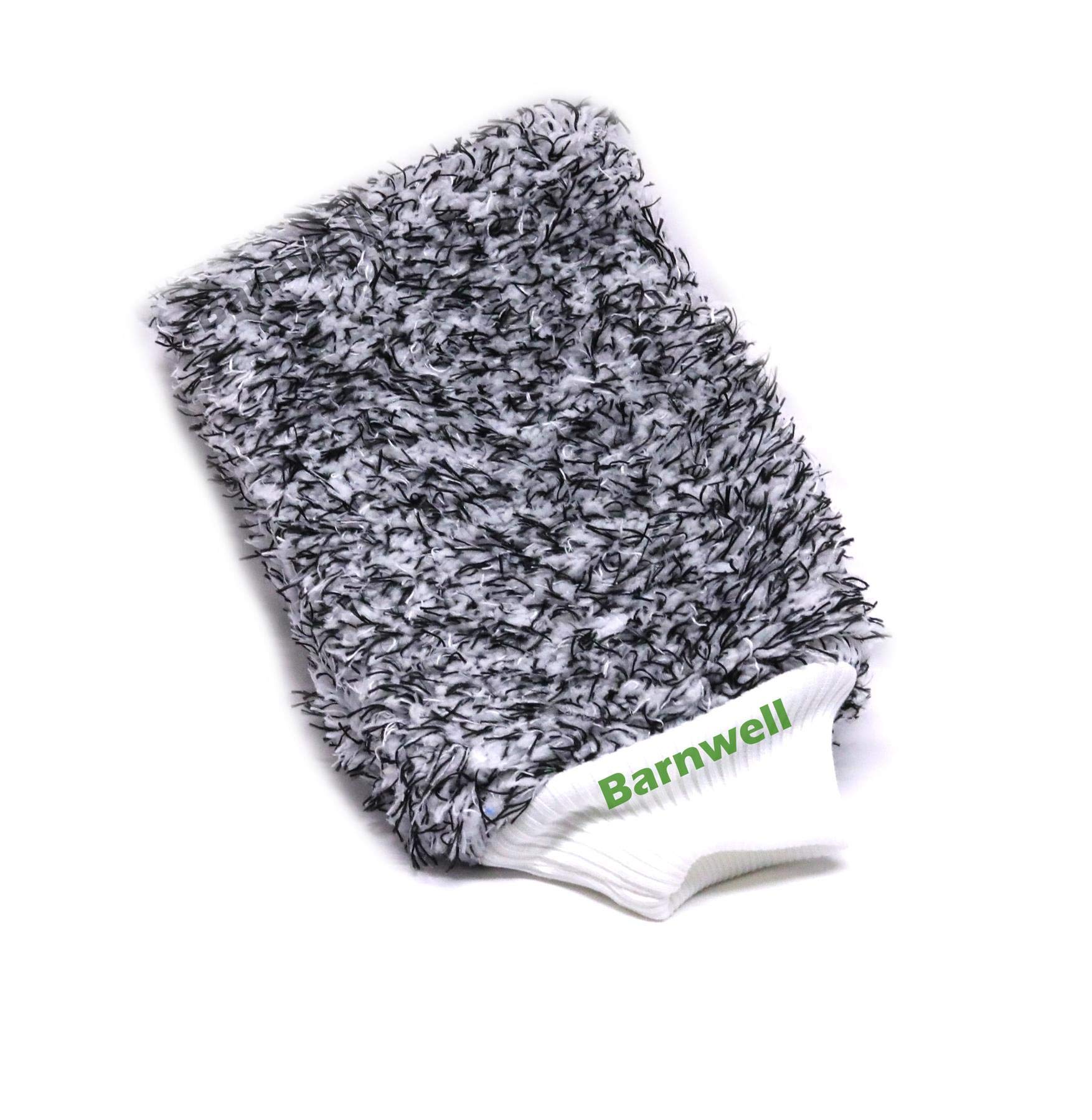 Barnwell Black/White Microfibre Wash Hand Mitt Detailing Car Van Cleaning Washing