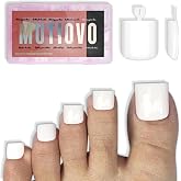 MUTIOVO Medium Square Toe Nail Tips Pure Color - 240Pcs White Soft Gel False Toenails, Pre-Etched Full Cover Press On Nails, Professional DIY Pedicure &amp; Acrylic Extension (15 Sizes)