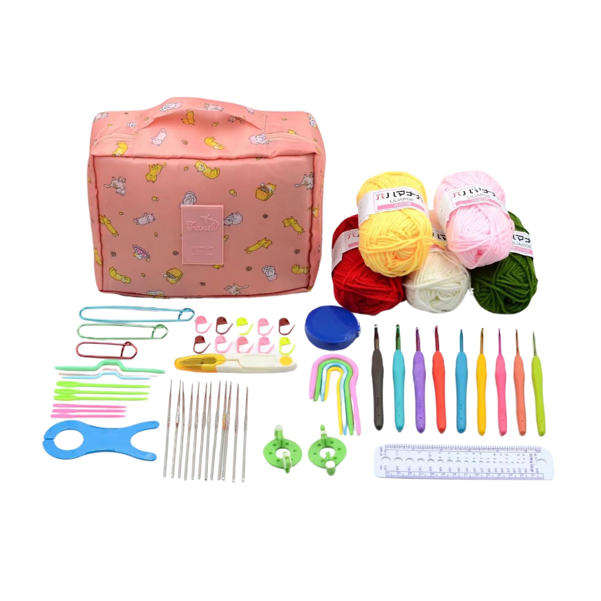 Haszoma Crochet Kit for Beginners - Knitting Kit Set with Crochet Yarn - Beginner Crochet Kit for Adults & Children - Portable Crochet Set - Gift Set