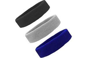 Kenz Laurenz Sweat Bands/Headbands for Women Men Elastic Headband Sports Sweatbands Athletic Stretchy Head Band Workout Running Basketball Moisture Wicking Terry Cloth Set Sweat Hair