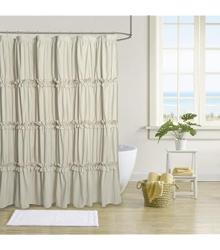 NDDYCU Beige Rustic Farmhouse Shower Curtain - 72x72 Inch Cotton Blend Bathroom Decor