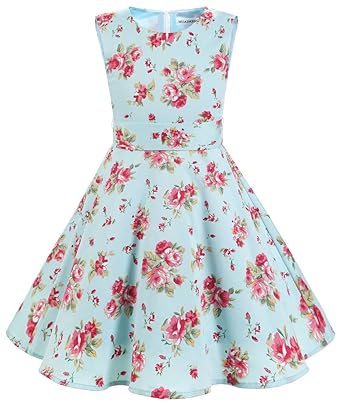 MUADRESS Mädchen Vintage Kleid Babykleider Polka Festlich 50er Kleid