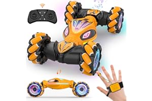SAUFTTI Remote Control Car, Gesture Sensor RC Stunt Cars Toys for Boys Age 6 7 8 9 10 11 12+ Years Old, 2.4GHz 4WD RC 360° Flips Off Road Vehicle Toy with Lights/Music, Gifts for Kids Girls