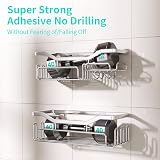 HapiRm Shower Caddy 11 Hooks Stainless Steel No Drill Adhesive Rustproof view 3